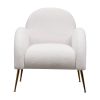 Accent Upholstered Single Chair White Sherpa Armchair with Golden Legs for living room, bedroom, office