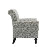Mid-Century Modern Accent Chair, Linen Armchair w/Tufted Back/Wood Legs, Upholstered Lounge Arm Chair Single Sofa for Living Room Bedroom, Grey