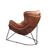 ACME Thurshan Accent Chair in Aperol Top Grain Leather & Black Finish 59945