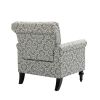 Mid-Century Modern Accent Chair, Linen Armchair w/Tufted Back/Wood Legs, Upholstered Lounge Arm Chair Single Sofa for Living Room Bedroom, Grey