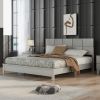 Champagne Silver Platform Bed Solid Rubber Wood Frame and Legs, King Size