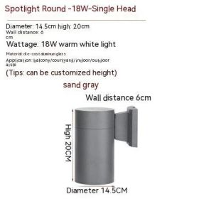 Waterproof Up And Down Spotlight (Option: Warm Light-Black Single Head 12W)