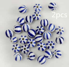 Blue And White Porcelain Ceramic Beads (Option: Blue And White Blue2pcs-9mm)