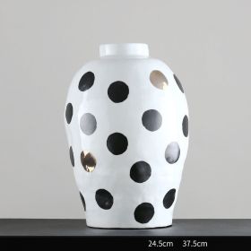 Large Wave Dot Art Big Belly Ceramic Vase Decoration Home (Option: Small Size)