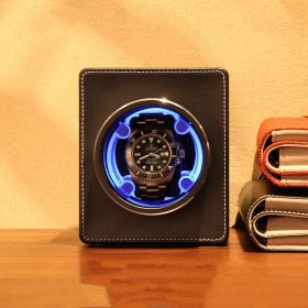 Household Anti-magnetic Self-swing Automatic Mechanical Watch Shaker (Option: Black PU Leather-US)