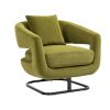 COOLMORE Upholstered Tufted Living Room Chair Textured velvet Fabric Accent Chair with Metal Stand