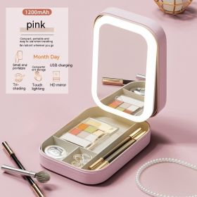 Led Make-up Mirror Lipstick Storage Box (Option: Cherry Blossom Pink-USB)